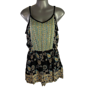 Angie Black Blue & Beige Bohemian Romper NWOT Size M SKU0563